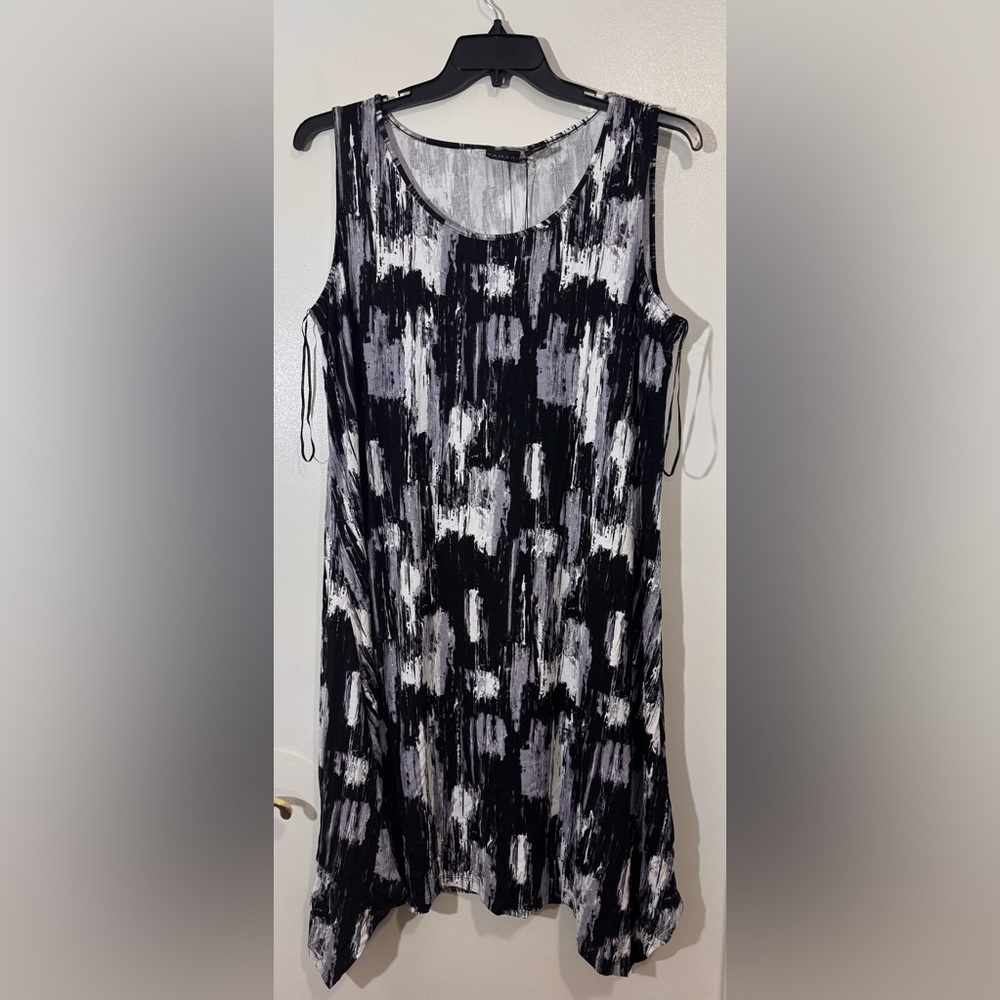 Tahari Black and White Asymmetrical Dress